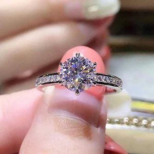 Round Brilliant Diamond 6 Prong CZ Bridal Rings for Women, HA4442-6